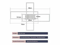 NETTLIFE Lámpara de Techo LED Regulable 50W con Mando a Distancia Diseño Moderno Salón Dormitorio Geométrico para Cocina Pasillo