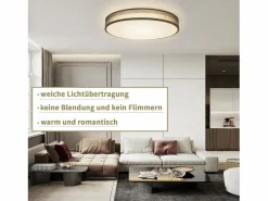 Lámpara de Techo LED 38W Redonda Moderna Regulable con Control Remoto Lámpara de Dormitorio con Pantalla de Tela Lámpara de para Plafón