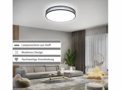 Lámpara de Techo LED 38W Redonda Moderna Regulable con Control Remoto Lámpara de Dormitorio con Pantalla de Tela Lámpara de para Plafón