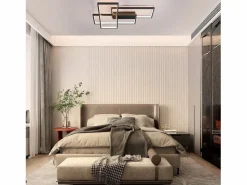 New NETTLIFE . Lámpara de techo LED regulable: lámpara de techo de 65 cm de largo, color , lámpara para salón de 65 W, moderna, Negro