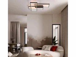 New NETTLIFE . Lámpara de techo LED regulable: lámpara de techo de 65 cm de largo, color , lámpara para salón de 65 W, moderna, Negro