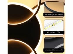 Lámpara de techo LED para sala de estar regulable de 70 W con control remoto, 5 anillos, acrílico moderno blanco Plafón
