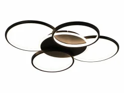 Lámpara de techo LED para sala de estar regulable de 70 W con control remoto, 5 anillos, acrílico moderno blanco Plafón