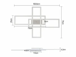 Best NETTLIFE , Lámpara de techo LED para salón, RGB, cambio de color, regulable en intensidad con control remoto, para habitación, lámpara moderna de 50W. Blanco