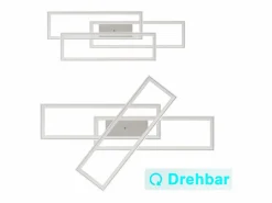Best NETTLIFE , Lámpara de techo LED para salón, RGB, cambio de color, regulable en intensidad con control remoto, para habitación, lámpara moderna de 50W. Blanco