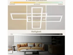 Best NETTLIFE , Lámpara de techo LED para salón, RGB, cambio de color, regulable en intensidad con control remoto, para habitación, lámpara moderna de 50W. Blanco
