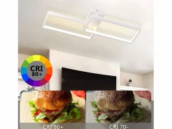 Hot Lámpara de Techo LED Metal 48W 80CM Lámpara de Salón Moderna Regulable con Diseño Rectangular para Dormitorio Infantil Plafón