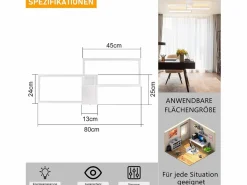 Hot Lámpara de Techo LED Metal 48W 80CM Lámpara de Salón Moderna Regulable con Diseño Rectangular para Dormitorio Infantil Plafón