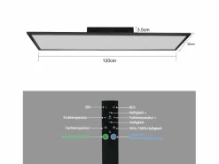 Sale NETTLIFE Lámpara de Techo LED 120x30CM 48W Panel Regulable con Control Remoto para Sala de Estar Moderna Oficina Cocina Pasillo Negro