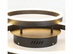 Online NETTLIFE , lámpara de techo LED regulable, iluminación de techo para el salón, lámpara para el dormitorio 46W, 2 anillos Negro