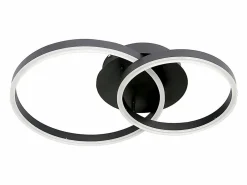 Online NETTLIFE , lámpara de techo LED regulable, iluminación de techo para el salón, lámpara para el dormitorio 46W, 2 anillos Negro