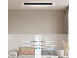 Online NETTLIFE Lámpara de Techo LED - Lámpara de Negra de 25 W Panel de lámpara Regulable de 80 cm de Largo con Control Remoto Moderno para de Dormitorio Negro