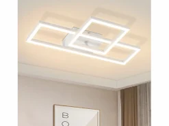 NETTLIFE Lámpara de techo LED para salón, 20 W, diseño moderno, lámpara de cocina, cálido, cuadrada, blanca Blanco