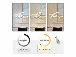 NETTLIFE Lámpara LED para salón, lámparas colgantes, mesa de comedor, blanca, 62W, regulable con mando a distancia Blanco