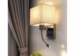 NETTLIFE lote de 2 lámparas murales LED para interiores, para habitación, aplique para salón, lámpara de cabecera, cama de tela con brazo de lectura flexible E27.