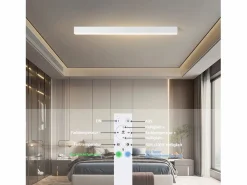 New Luz de Techo LED Negra Moderna 107 CM de Largo Regulable con Control Remoto Lámpara de Escritorio Panel de 32 W para Dormitorio Plafón