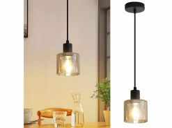 NETTLIFE Mesa de comedor suspendida, lámpara colgante vintage, colgante E27, colgante negro, 1 bombilla retro industrial.