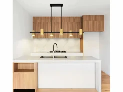 Best NETTLIFE Mesa de comedor colgante. Lámpara colgante de 6 bombillas negras GU10, industrial de metal. Dorado