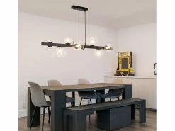 NETTLIFE Mesa de comedor colgante, lámpara colgante para salón, colgante G9, 8 bombillas de vidrio moderno. Transparente