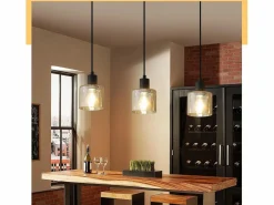 Sale Mesa suspension para comer, lámpara colgante vintage, 3 bombillas colgantes E27, metal negro, retro industrial. Lámpara Suspendida