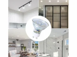 NETTLIFE Pack 10 bombillas LED GU10 5W, cálido, sustituye 50W, ahorro energético, 3000K, ángulo 110°, reflector fijo.