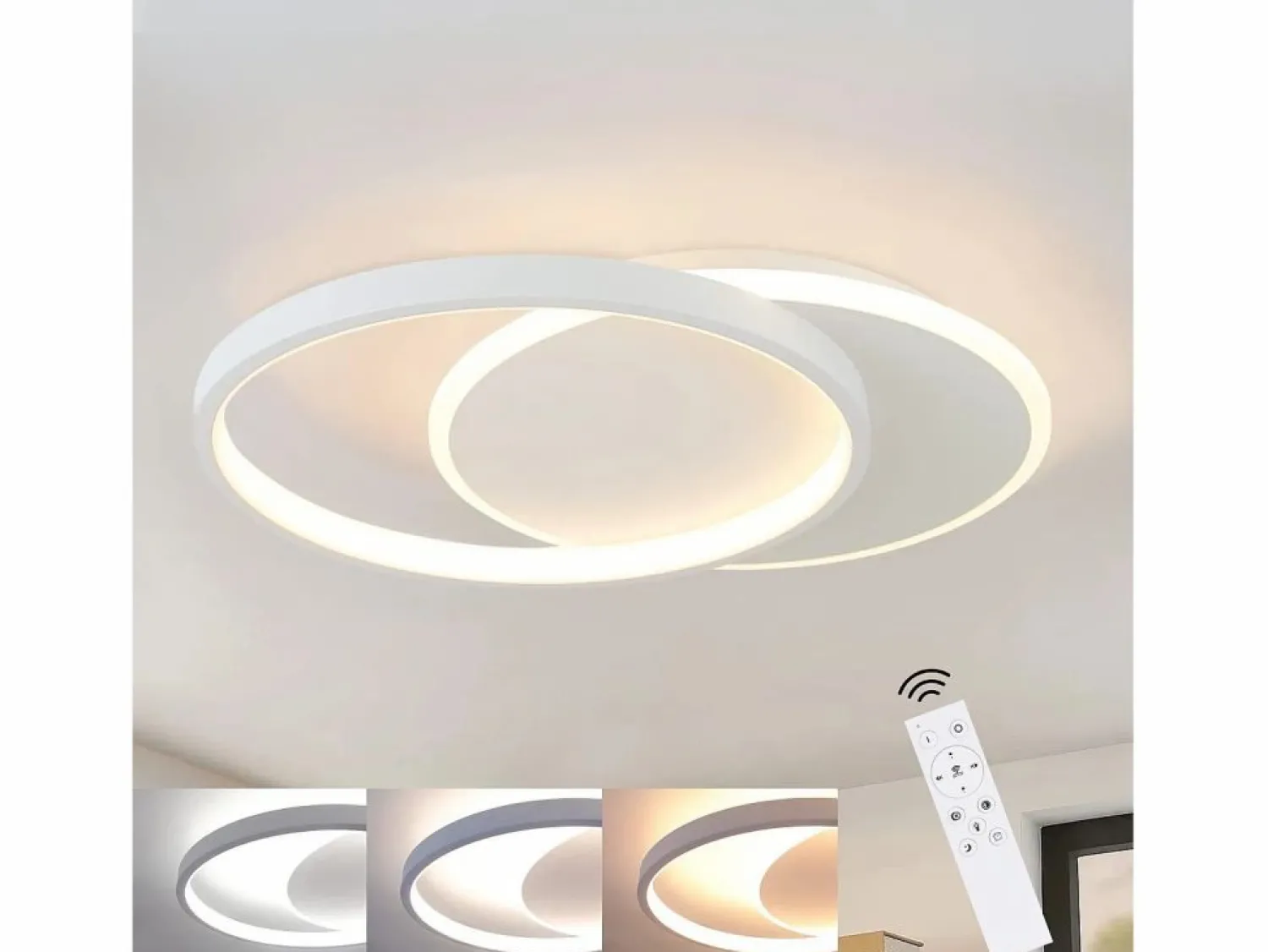 Outlet Plafón LED Ajustable con Telécontrol, Blanco. Plafón de 35W, Moderno, Plano y Redondo, de 41 cm de Diámetro. Plafón