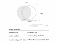 Outlet Plafón LED Ajustable con Telécontrol, Blanco. Plafón de 35W, Moderno, Plano y Redondo, de 41 cm de Diámetro. Plafón