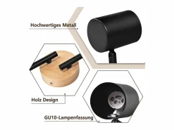 Plafón LED de 4 llama - Plafón GU10 Foco giratorio Aplique de madera Foco de pared para salón dormitorio Sin bombilla Plafón