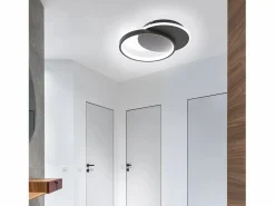 Online NETTLIFE Plafón LED para salón, dimmable, moderno, con mando a distancia para el pasillo. Negro