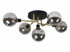 NETTLIFE Plafón para salón con bolas de vidrio, 5 lámparas G9 (sin bombilla).