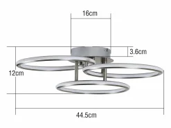 Discount Plafóndido LED Moderno, Diseño de Anillos, Luz Blanca Cálida 3000K, 41W, 3 Llames. Plafón