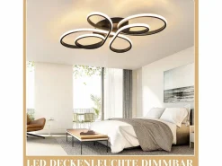 Hot NETTLIFE Plafonario LED Ajustable de Gran Tamaño, 100 cm, para Salón, 90 W, Moderno, con Control Remoto Negro