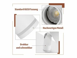 Best Plafonero de 6 focos moderno: plafonero con foco GU10 giratorio hasta 355° de metal para interiores, para cocina, salón, dormitorio, sin bombilla. Plafón