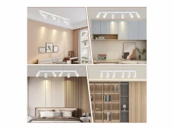 Best Plafonero de 6 focos moderno: plafonero con foco GU10 giratorio hasta 355° de metal para interiores, para cocina, salón, dormitorio, sin bombilla. Plafón