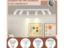Best Plafonero de 6 focos moderno: plafonero con foco GU10 giratorio hasta 355° de metal para interiores, para cocina, salón, dormitorio, sin bombilla. Plafón