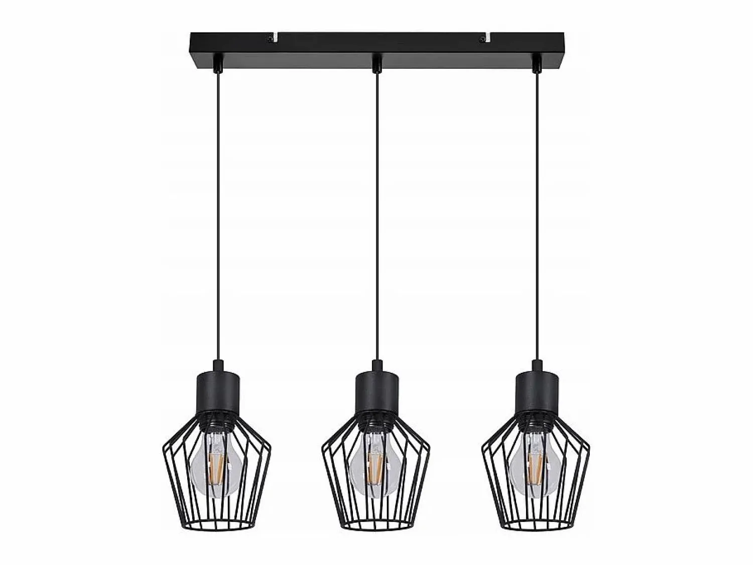 Outlet Suspensión con 3 llamas, suspensión metálica industrial negra, LED E27, metálica. Lámpara Suspendida