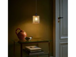 NETTLIFE Suspensión de lámpara de mesa de estilo vintage - 1 bombilla E14 Máx. 40W, retro, metal y vidrio , de estilo industrial.