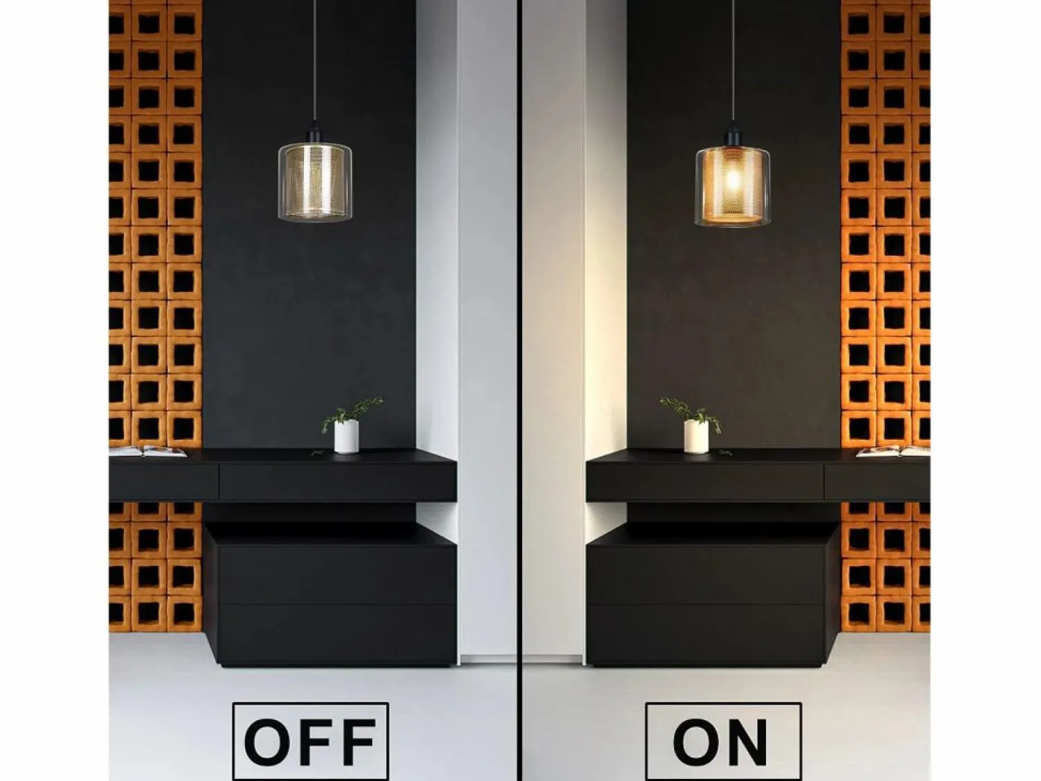 NETTLIFE Suspensión de lámpara de mesa de estilo vintage - 1 bombilla E14 Máx. 40W, retro, metal y vidrio , de estilo industrial.