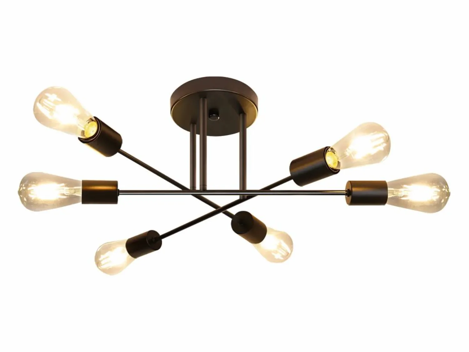 Vintage - Lámpara de techo con 6 bombillas E27, salón industrial, , retro, para dormitorio - Lámpara, estilo rústico, lámpara para mesa del comedor. Plafón