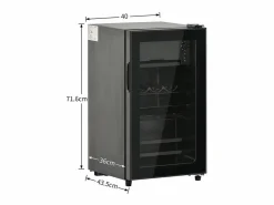 DripeX Nevera de 76L con congelador y cajón para verduras - Clase E - con LED y puerta de vidrio - 42dB - temperatura ajustable - 43.5x40x71.6cm