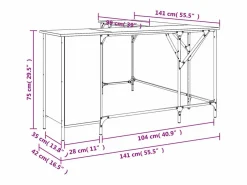 Garden Furniture Nicklas Escritorio madera de ingeniería roble Sonoma 141x141x75 cm
