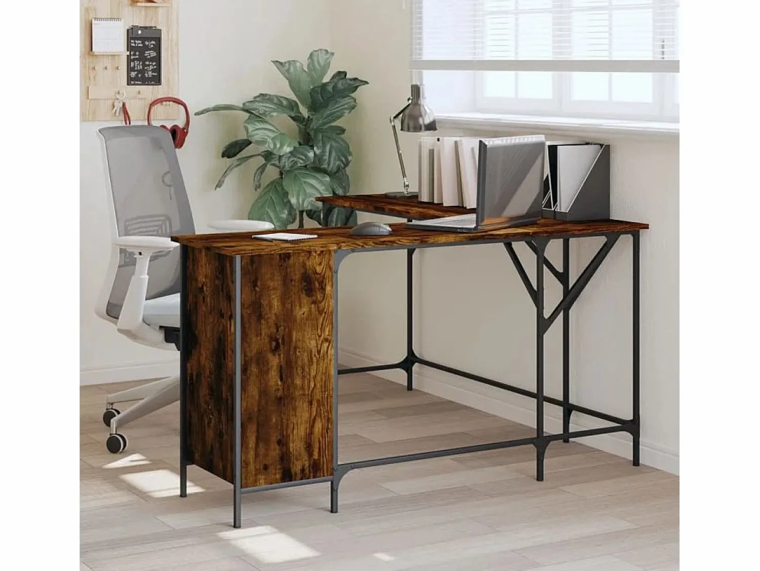 Online Nicklas Escritorio madera de ingeniería roble ahumado 141x141x75 cm Escritorio Rinconero