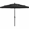 Clearance Nijkerk Sombrilla jardín de 3 niveles con palo de aluminio negro 3,5 m Sombrilla