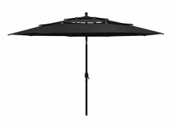 Clearance Nijkerk Sombrilla jardín de 3 niveles con palo de aluminio negro 3,5 m Sombrilla