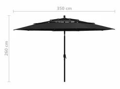 Clearance Nijkerk Sombrilla jardín de 3 niveles con palo de aluminio negro 3,5 m Sombrilla