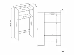 Hot TOPESHOP NINA NP - Armario de baño sobre lavadora con 2 repisas 64×124×30 cm - Blanco