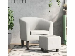 Clearance Garden Furniture Nykøbing Mors Sillón con taburete cuero sintético Blanco