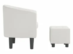 Clearance Garden Furniture Nykøbing Mors Sillón con taburete cuero sintético Blanco