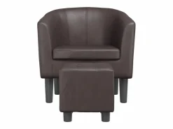 Discount Garden Furniture Nykøbing Mors Sillón con taburete cuero sintético marrón Marru00f3n