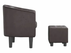 Discount Garden Furniture Nykøbing Mors Sillón con taburete cuero sintético marrón Marru00f3n